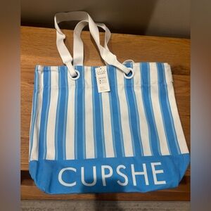 NWT Blue and White Striped Beach Bag